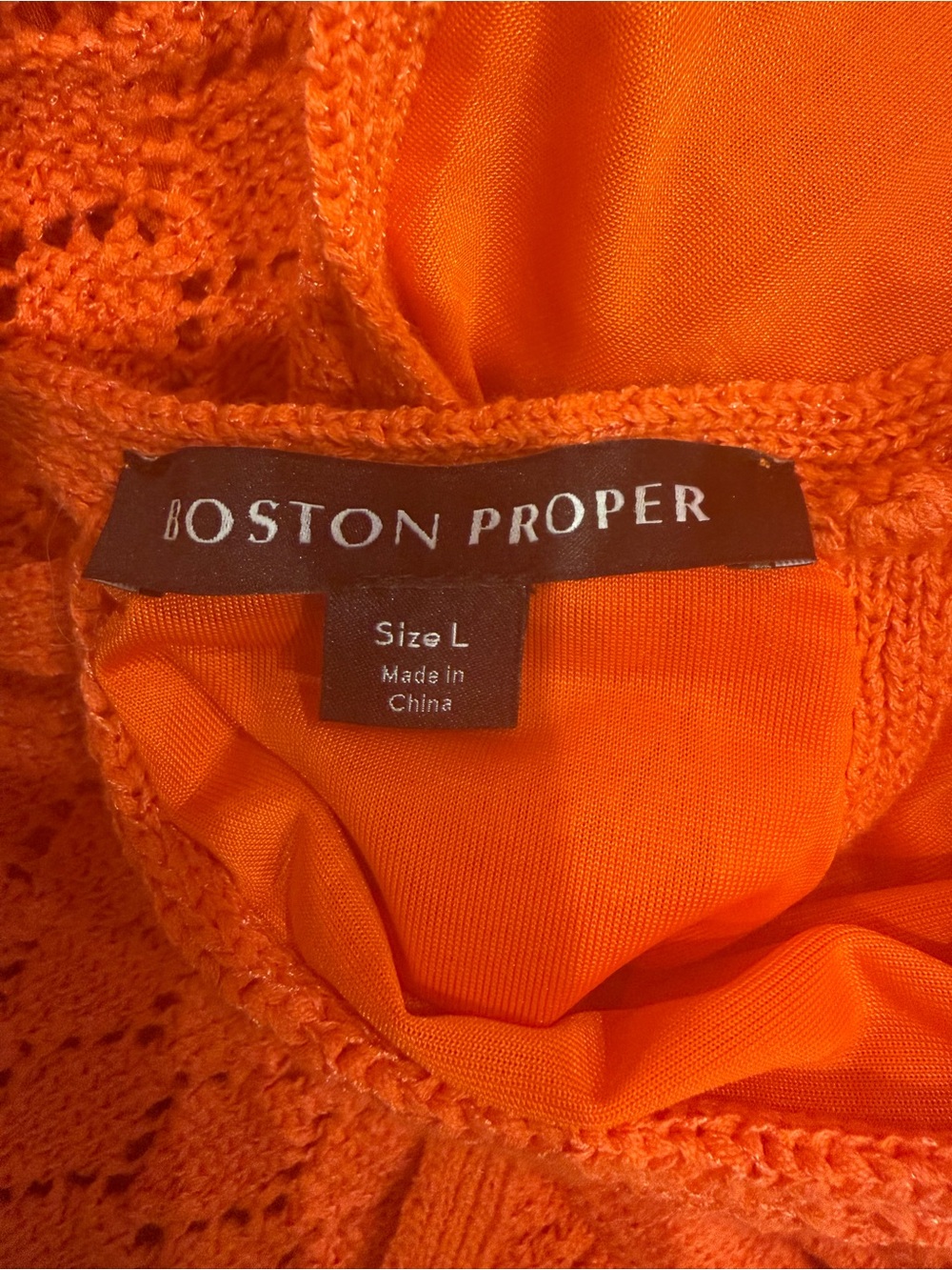 Boston Proper Tangerine Colored Crochet Halter Tank Top - Picture 6 of 8